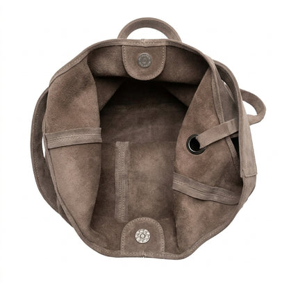 Sac Femme en Daim YSL – Taupe, avec Pochette et Pompon