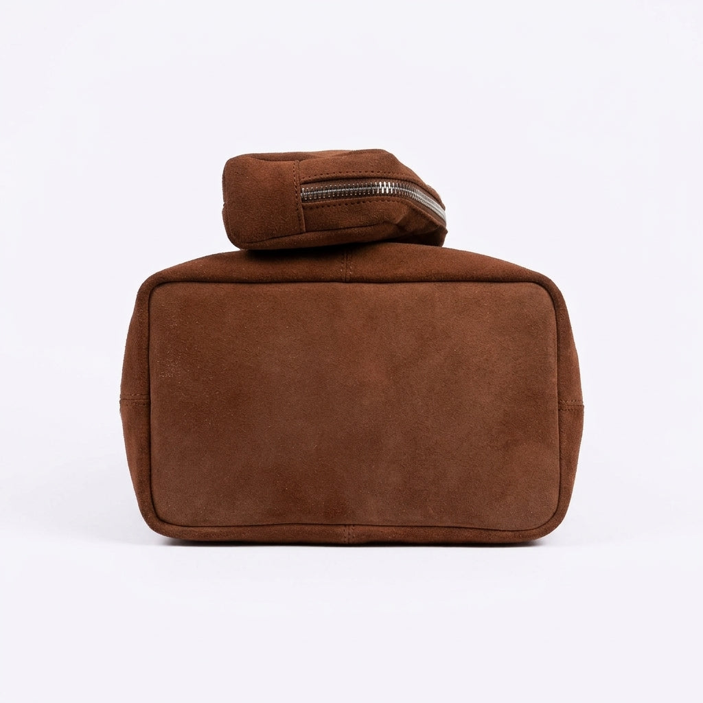 Sac Femme en Daim YSL – Marron Cognac, avec Pochette et Pompon