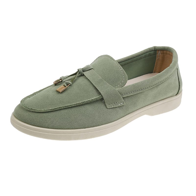 Mocassins Femme en Daim – Vert Olive _ kaki