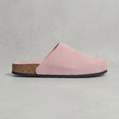 Sabot Femme en Daim – Rose Poudré, Semelle Liège